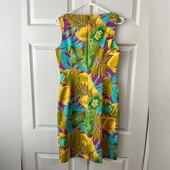 DAVID MEISTER tropical print sleeveless sheath dress vacationcore size 6 - Picture 9 of 9